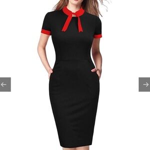 Woosea Short Sleeved Bodycon Black and Red Dress - size small